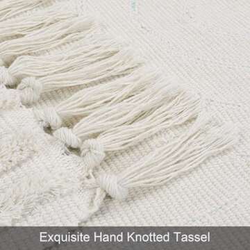 LEEVAN Boho 2'x6' Washable Rug Runners for Hallway Kitchen Rug Tufted Cotton Carpet Runner with Tassels Handmade Farmhouse Bohemian Bedroom Throw Rugs for/Living Room/Entryway Accent Rug