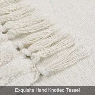 LEEVAN Boho 2'x6' Washable Rug Runners for Hallway Kitchen Rug Tufted Cotton Carpet Runner with Tassels Handmade Farmhouse Bohemian Bedroom Throw Rugs for/Living Room/Entryway Accent Rug
