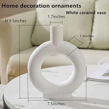 Anding White Ceramic Vase - Modern Vase Matte Design - Ideal Gift Flowers Vase for Friends, Home Decoration Ornaments Family, Wedding, Table Vase, Perfect Home Decoration Vase (LY698-White Bottle)