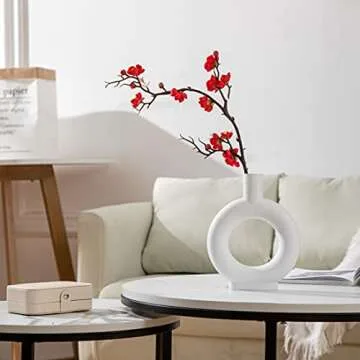 Anding White Ceramic Vase - Modern Vase Matte Design - Ideal Gift Flowers Vase for Friends, Home Decoration Ornaments Family, Wedding, Table Vase, Perfect Home Decoration Vase (LY698-White Bottle)