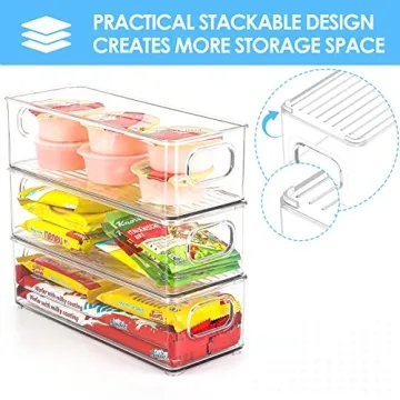 MaxGear Clear Stackable Fridge Organizer Bins - 6 Pack