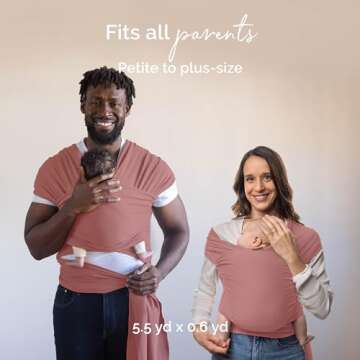 Dusty Pink Baby Wrap Carrier - Ergonomic & Stretchy Design