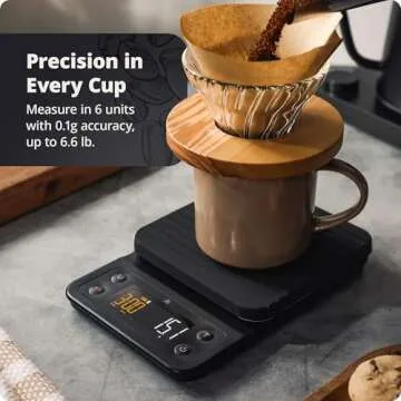 Greater Goods 0.1g Precision Coffee Scale with Timer – 3kg Digital Scale for Pour-Over, Espresso, French Press, Kitchen Use (Onyx Black)