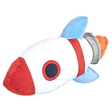 Amazon Basics Kids Room Décor, Space Rockets Decorative Pillow - Spaceship, Polyester, Assorted, 16...