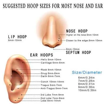 EACHLP 6MM Mini Hoop Earrings,Gold Silver Black Plated Tiny Thin Snug Cartilage Hoop Earring for Women&Men