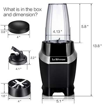 La Reveuse Personal Blender for Shakes and Smoothies 1000 Watts with 24 oz BPA-Free Portable Travel Bottle,Dishwasher Safe (Black)