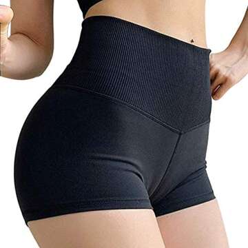Hopgo Women’s High Waisted Compression Workout Shorts - Black S