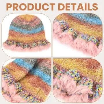 Busnos Crochet Bucket Hats for Women Pink Womens Beanie Fashionable Cute Winter Hats for Women Knit Hats for Womens