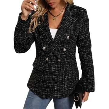 Holiday Party Outfits for Women 2024 Clothes Thanksgiving outift Vacation Blazers Womens Blazer Plaid Spring Fashion Casual Trendy Jackets Women's Blazers & Suit Jacket Suits Ladies Tops and Blouses