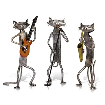 Too-arts Guitar Cat Metal Sculpture - Handmade Art