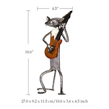 Too-arts Guitar Cat Metal Sculpture - Handmade Art