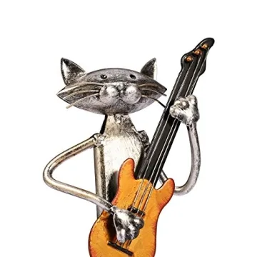 Too-arts Guitar Cat Metal Sculpture - Handmade Art