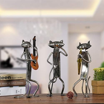 Too-arts Guitar Cat Metal Sculpture - Handmade Art