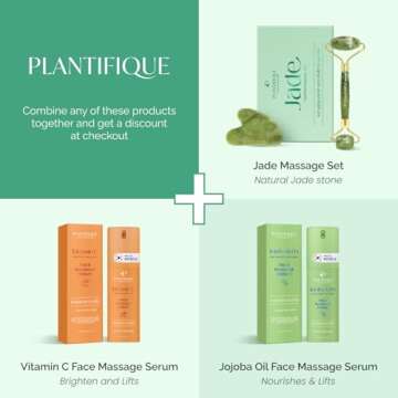 PLANTIFIQUE Jade Roller for Face and Gua Sha Facial Tools - Includes Real Jade Roller and Gua Sha Set - Certified Face Roller and GuaSha for Your Skin Care Routine
