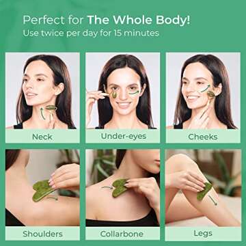 PLANTIFIQUE Jade Roller for Face and Gua Sha Facial Tools - Includes Real Jade Roller and Gua Sha Set - Certified Face Roller and GuaSha for Your Skin Care Routine