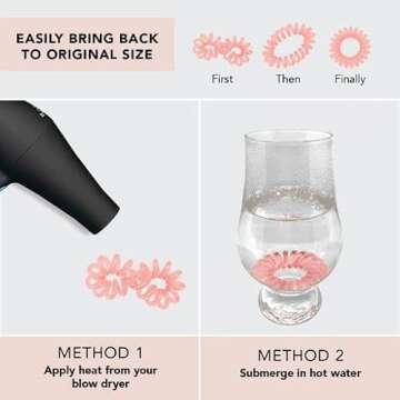 Kitsch Spiral Hair Ties for Women, Coil Hair Ties for Thick Hair, No Crease Hair Tie, Spiral Hair Ties No Damage, Hair Coils & Phone Cord Hair Ties for Thin Hair, Hair Ties Spiral, 8 pcs (Basics)