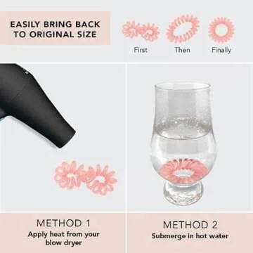 Kitsch Spiral Hair Ties for Women, Coil Hair Ties for Thick Hair, No Crease Hair Tie, Spiral Hair Ties No Damage, Hair Coils & Phone Cord Hair Ties for Thin Hair, Hair Ties Spiral, 8 pcs (Basics)