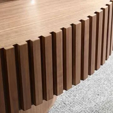 43.7'' Round Coffee Table for Living Room,Modern Handcraft Drum Coffee Table Wood Small Coffee Table with Sturdy Pedestal,Wanult