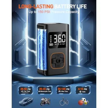 KIAIR Portable Tire Inflator with LED Light and Smart Modes