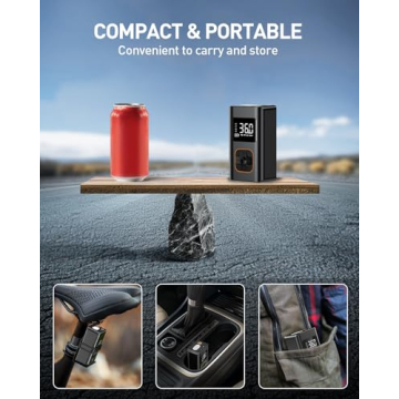 KIAIR Portable Tire Inflator with LED Light and Smart Modes