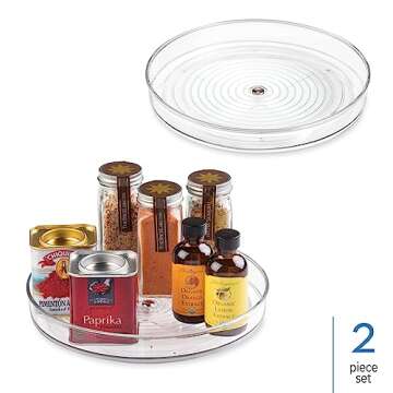 iDesign Linus Turntable, Kitchen Pantry or Countertop Organization, 9" Inch, Clear, 2 Count