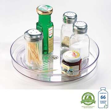 iDesign Linus Turntable, Kitchen Pantry or Countertop Organization, 9" Inch, Clear, 2 Count