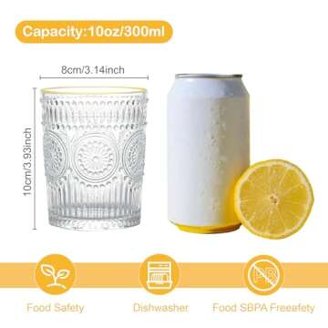 MOLADRI Vintage Drinking Glasses Set of 4 Retro Gold Rim