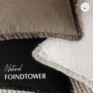 Foindtower Decorative Linen Fringe Pillow Covers Set of 2