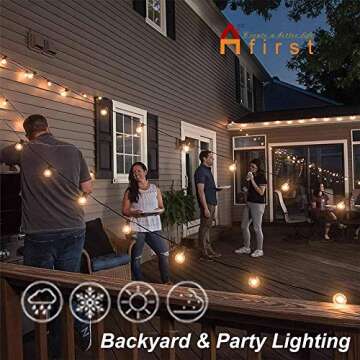 Afirst Outdoor String Lights 50FT with 53 Edison Bulbs Globe Hanging Lights for Patio Backyard Party Wedding Indoor Outdoor Lighting