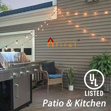 Afirst Outdoor String Lights 50FT with 53 Edison Bulbs Globe Hanging Lights for Patio Backyard Party Wedding Indoor Outdoor Lighting