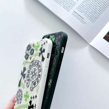 Cool Case for iPhone 15 Pro Max, Aesthetic Hearts Pattern Shockproof Ultra-Thin Fashion Phone Case for Boys Girls Teens Men and Woman(BlackGreen-15PM)