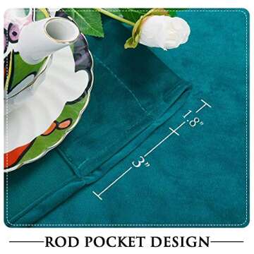 StangH Teal Velvet Blackout Curtains for Home & Office