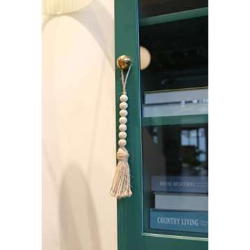 Mkono Wood Beads Garland with Tassels 4 Styles Prayer Beads Farmhouse Rustic Natural Wooden Bead String Wall Hanging for Baby Nursery Room Decor,Wedding Vase Ornament, Jute Rope