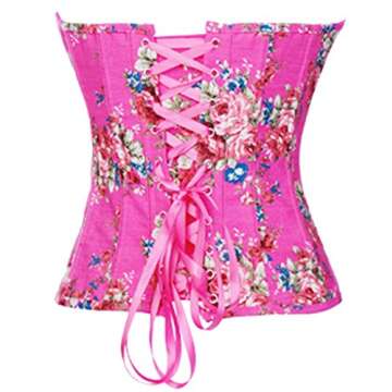 Alivila.Y Fashion Women's Vintage Floral Denim Overbust Corset Bustier Top 2767-Pink-M