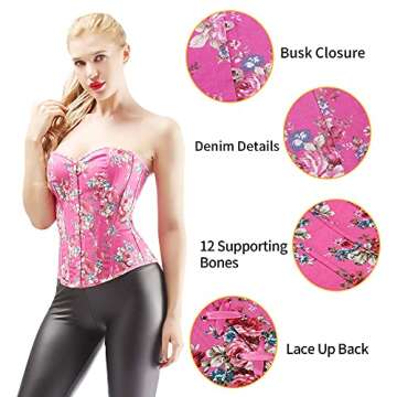 Vintage Floral Denim Corset Bustier for Women - Alivila.Y