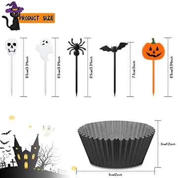 150 Pieces Halloween Picks Set 50 Plastic Halloween Cupcake Topper Pumpkin Ghost Cupcake Toothpicks ...