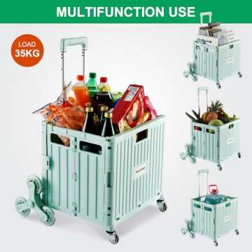 MACOPRO Foldable Utility Cart with Stair Climbing Wheels and Telescoping Handle