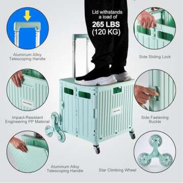 MACOPRO Foldable Utility Cart with Stair Climbing Wheels