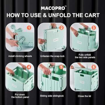 MACOPRO Foldable Utility Cart with Stair Climbing Wheels