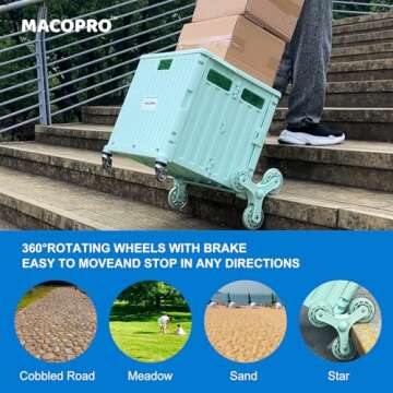 MACOPRO Foldable Utility Cart with Stair Climbing Wheels