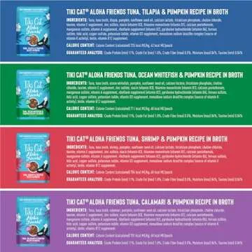Tiki Cat Aloha Friends Variety Pack, Seafood Flavors with Pumpkin, Wet, High-Protein & High-Moisture Cat Food, For All Life Stages, 3 oz. Pouch (Case of 12)