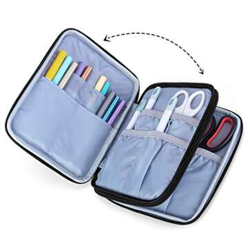 LUXJA Carrying Bag Compatible with Cricut Pen Set and Basic Tool Set, Double-layer Organizer Compatible with Cricut Accessories (Bag Only), Gray Dots