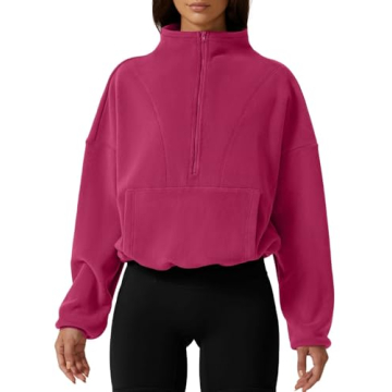Stylish QINSEN Womens Half Zip Fleece Sweatshirt