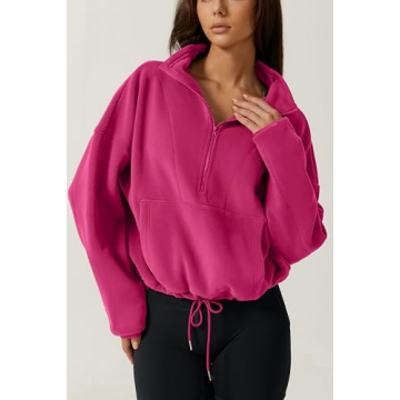 Stylish QINSEN Womens Half Zip Fleece Sweatshirt