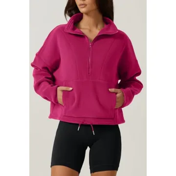 Stylish QINSEN Womens Half Zip Fleece Sweatshirt