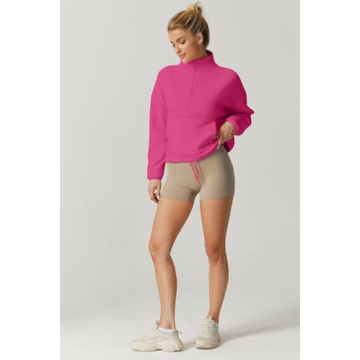 Stylish QINSEN Womens Half Zip Fleece Sweatshirt