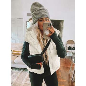 Imily Bela Womens Winter Quilted Puffer Vest Zip Up Sleeveless Padded Gilet Coat with Pocket