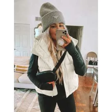 Imily Bela Womens Winter Quilted Puffer Vest Zip Up Sleeveless Padded Gilet Coat with Pocket