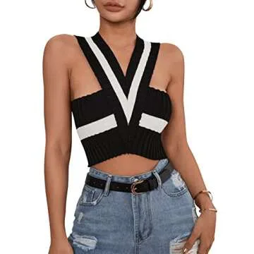 Stylish SweatyRocks Sleeveless Criss Cross Crop Top