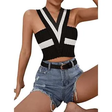 Stylish SweatyRocks Sleeveless Criss Cross Crop Top